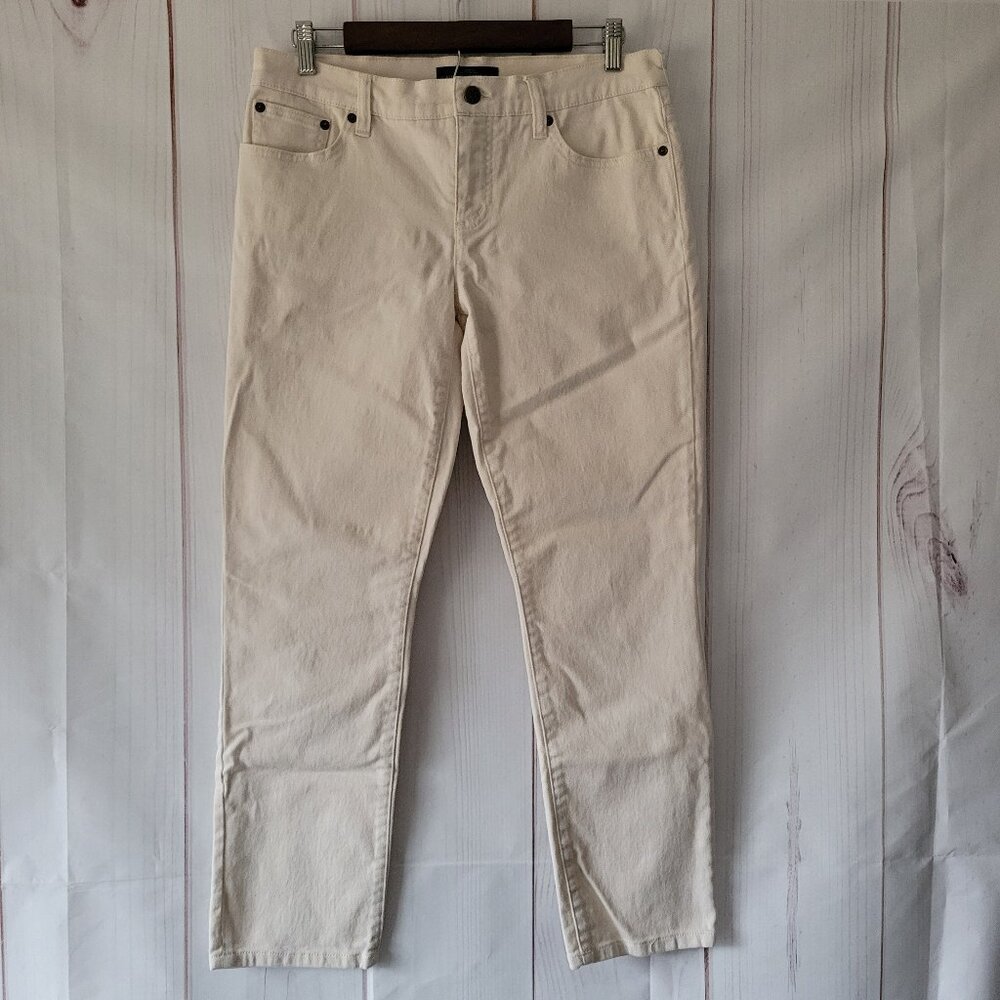 Lauren Ralph Lauren Cotton Denim Jeans, Ivory, Modern Straight Ankle, Women’s 10